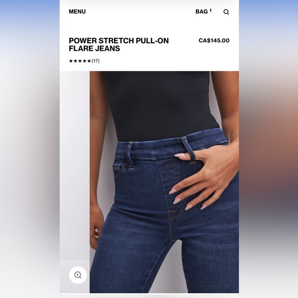GOOD AMERICAN POWER STRETCH PULL-ON FLARE JEANS - Picture 1 of 8